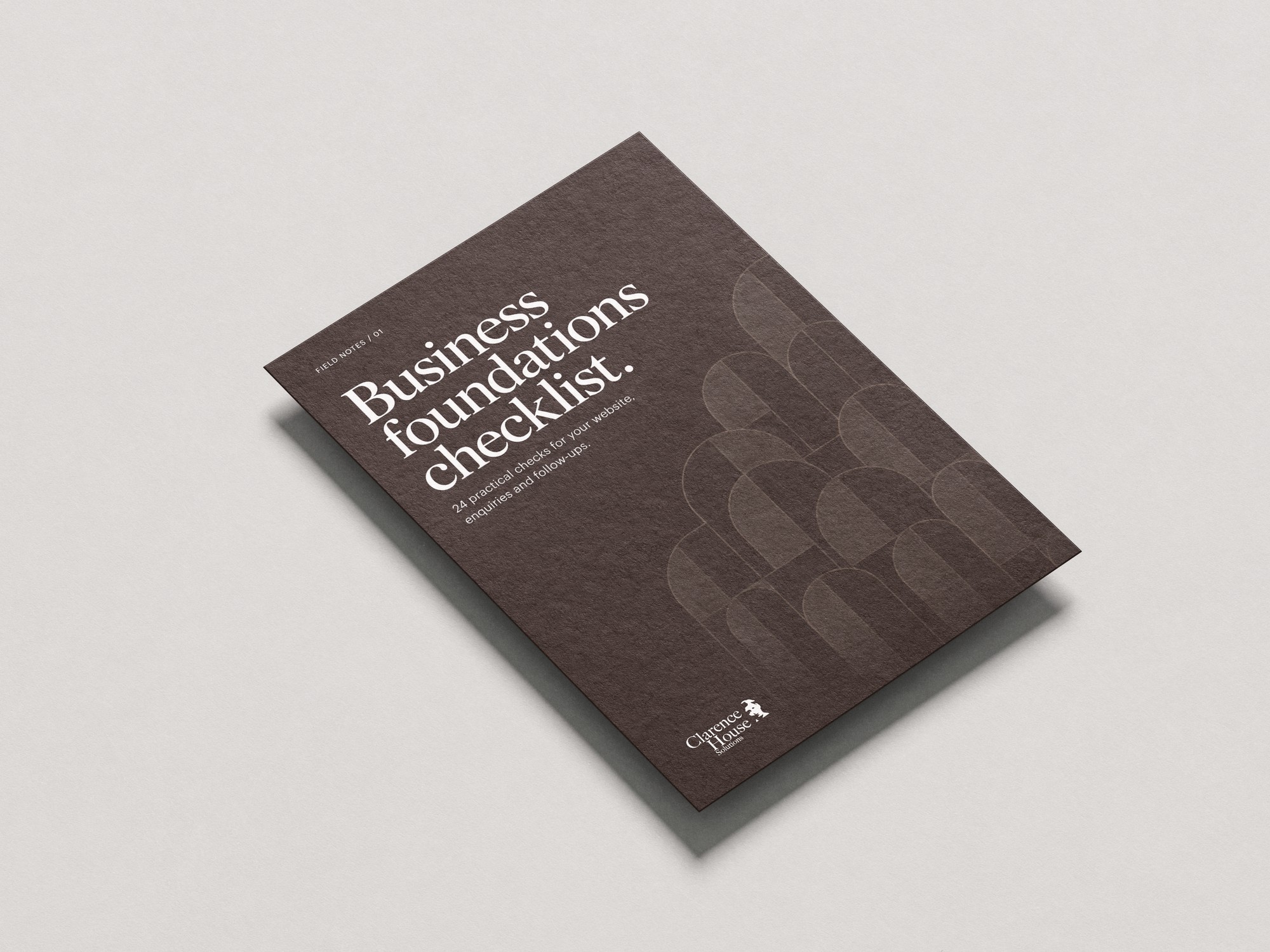 Business foundations checklist cover with 24 practical checks for websites, enquiries and follow-ups